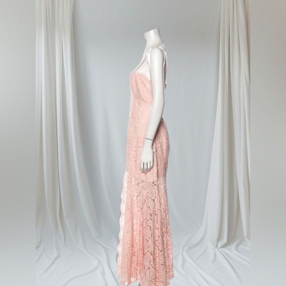 Fame & Partners Pink Lace Spaghetti Strap Midi Dress - Picture 3 of 8